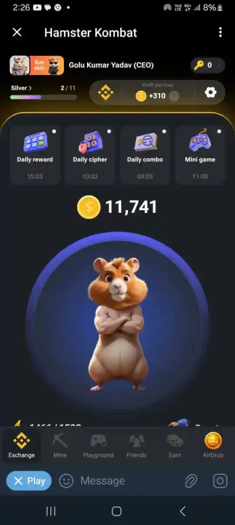 Hamster Kombat Game Interface